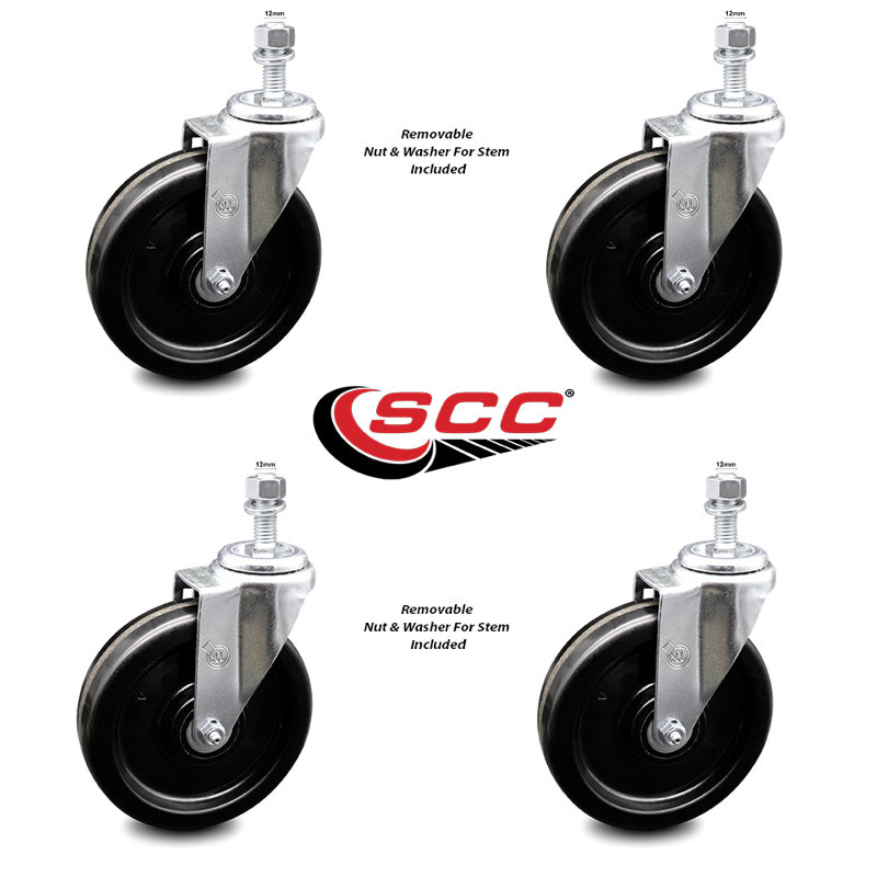 12MM Threaded Stem Caster Set 2 Brakes SCC