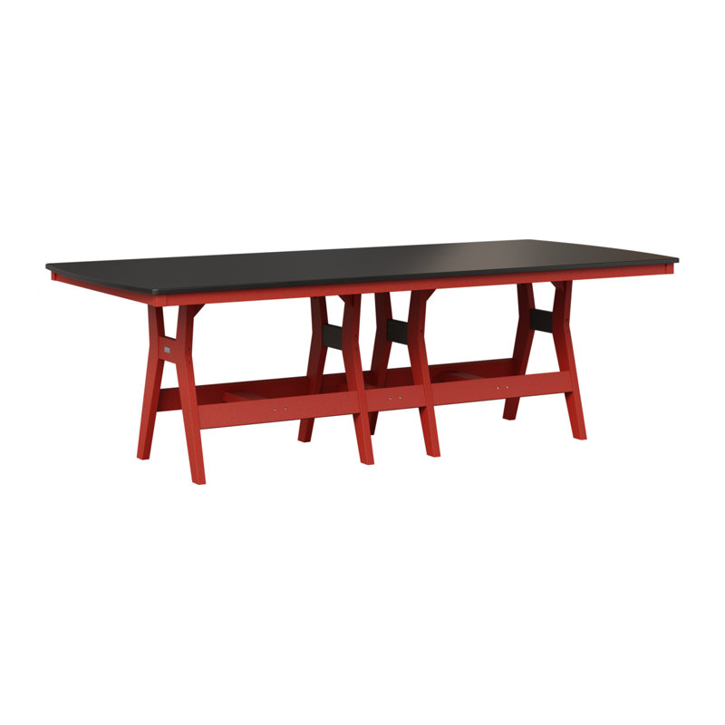 Table de bar rectangulaire 72 po Berlin Gardens Harbor, H 35,5 po x l 96 po x P 44 po, Noir martelé, Rouge écarlate