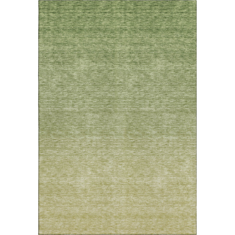 Premium Machine Washable Prisco Green Rug, Rectangle 10' x 14'
