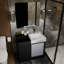 Meuble-lavabo de 36 po Lexora Zilara en noir et gris avec plateau et miroir