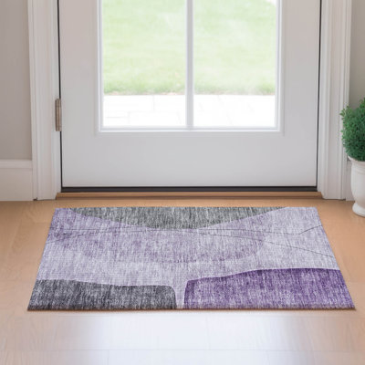 Premium Machine Washable Prisco Purple Rug