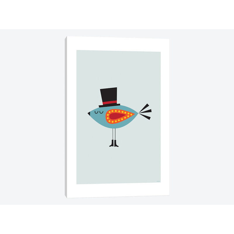 Bird (Turquoise), impression sur toile tendue, H 26 po x l 18 po x P 1,5 po, Toile encadrée noire