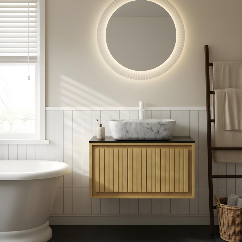 Meuble-lavabo mural en contreplaqué