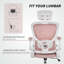 Chaise de bureau ergonomique, chaise de bureau avec support lombaire 4D, rose-1704796461