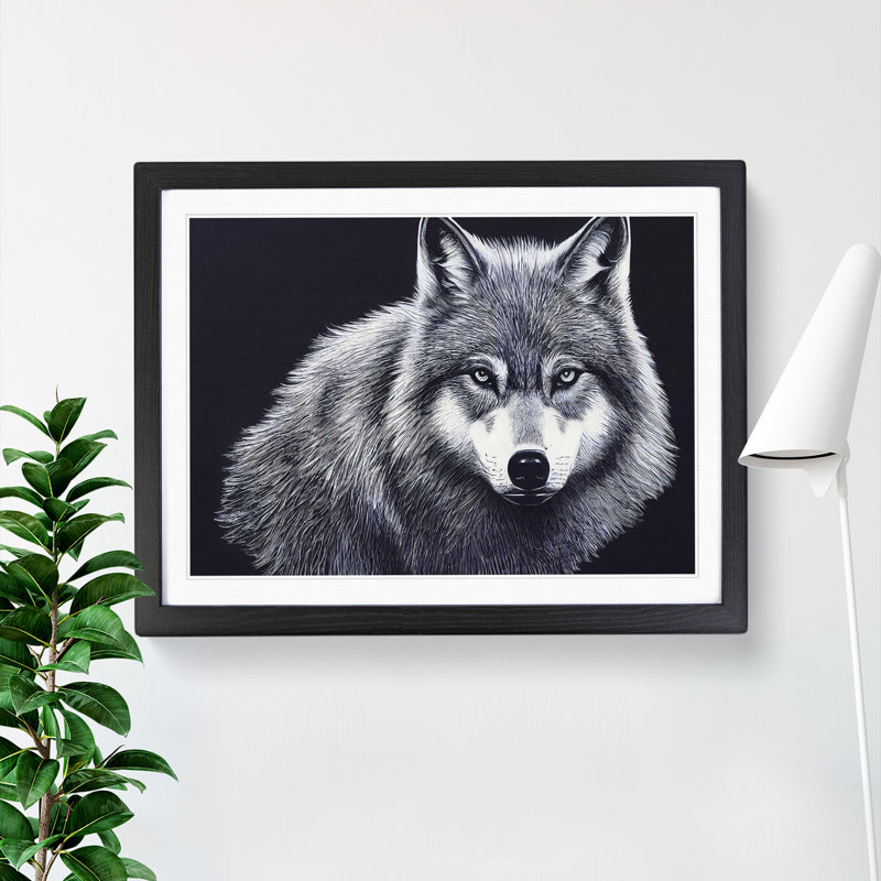 XH1022-10272X Wolf Portrait Vol.2 - Single Picture Frame Print, 25cm H x 34cm W x 2cm D, Black Framed