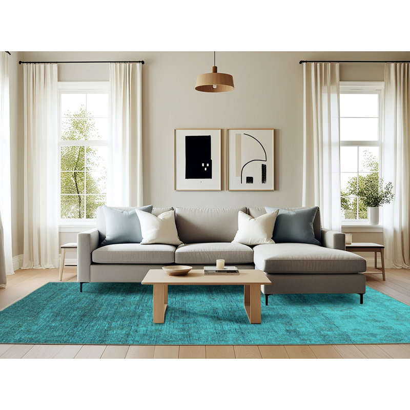 Tapis oriental en laine / polyester tissé à la machine Cran, Rectangle 6 pi x 9 pi