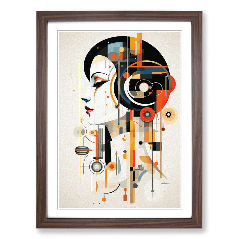 Bauhaus Nouveau No.2 - Single Picture Frame Print on Wood, Walnut, 34cm H x 25cm W x 2cm D