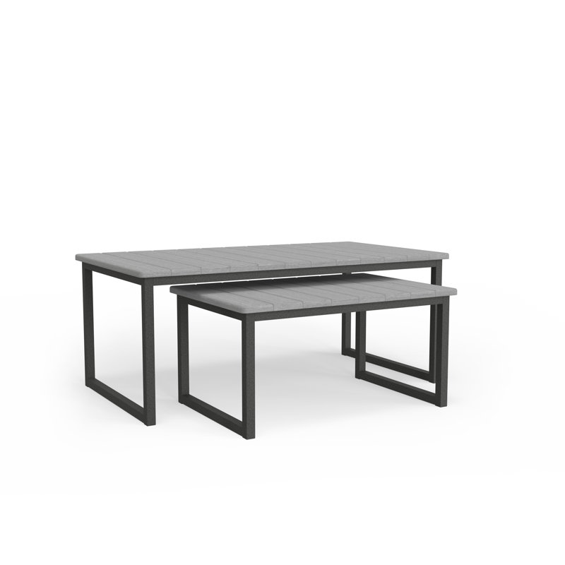 Nesting Outdoor Rectangle Coffee Table, Granite Speckle, Nature