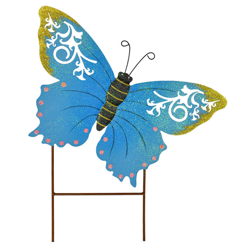 Piquet de jardin en métal 18,5 pouces, Bleu