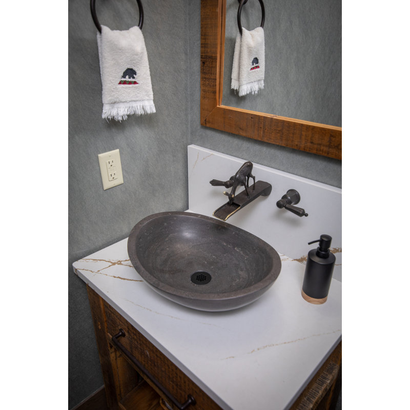Eden Bath 14'' Stone Oval Bathroom Sink, Black