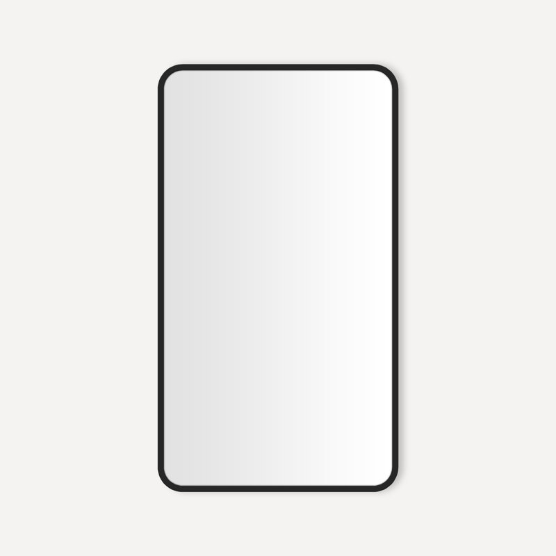 Miroir rond en métal, H 34,25 po x l 19,25 po, Noir mat