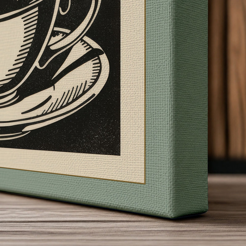 Rising Sun Coffee Modern - Wrapped Canvas, 30x20 - 76.2 x 50.8 cm, Sage Border