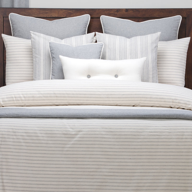 Ensemble de housse de couette rayée Ticking, Double, Gris
