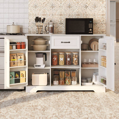 Buffet de 45,7 po de largeur avec portes de garde-manger, tablettes réglables et grand tiroir