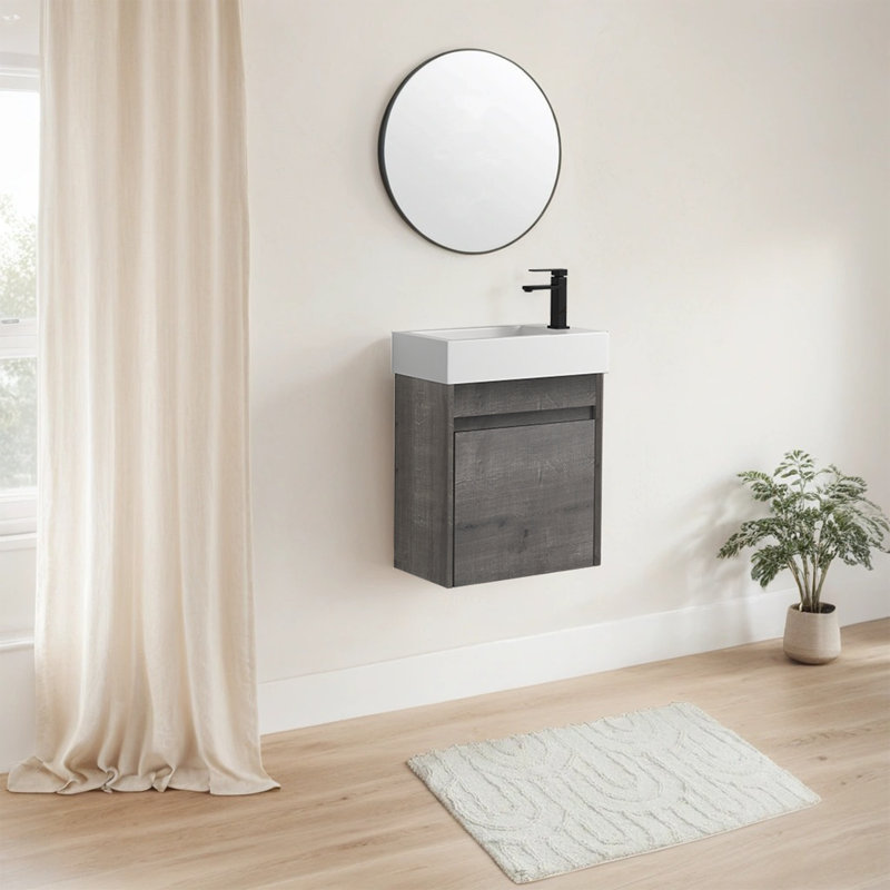 Ensemble de meuble-lavabo simple 18,14 po avec plateau en résine Vico, Gris