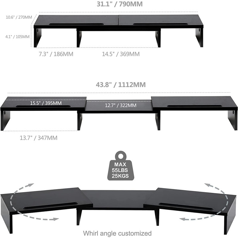 Adlyn Engineered Wood Monitor Stand, Black