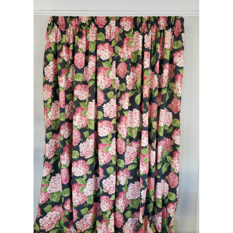 Hydrangea Cotton Blend Room Darkening Curtain Pair, 50" W x 84" L, Red