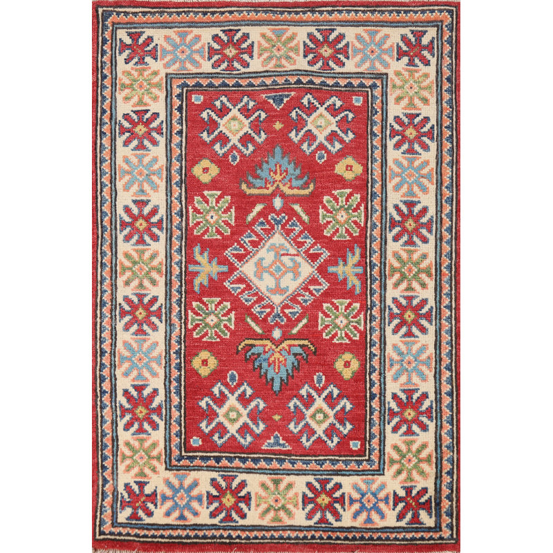 Tapis décoratif rouge Kazak 2 x 3