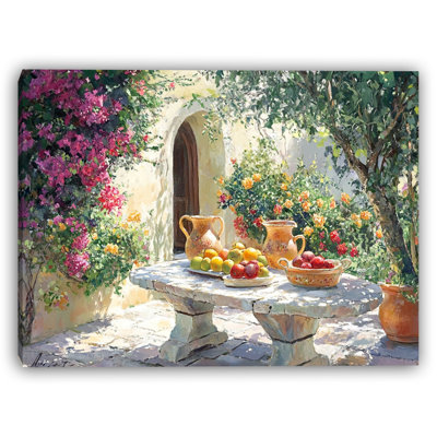 Garden Still Life with Clay Pots Wrapped Canvas Wall Art