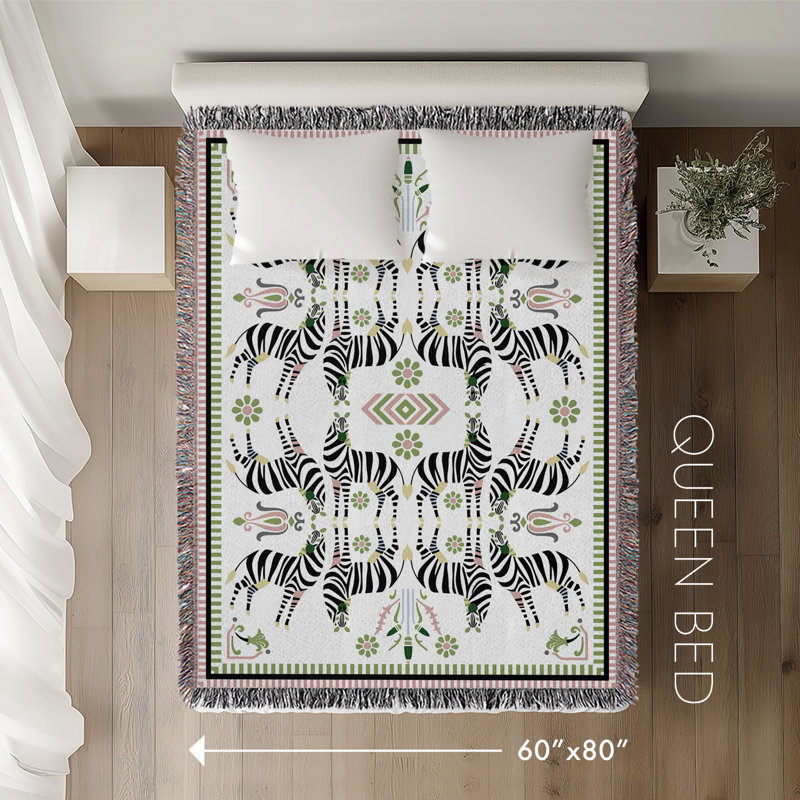 Jeté en mélange de coton Mida Zebra, L 80 po x l 60 po