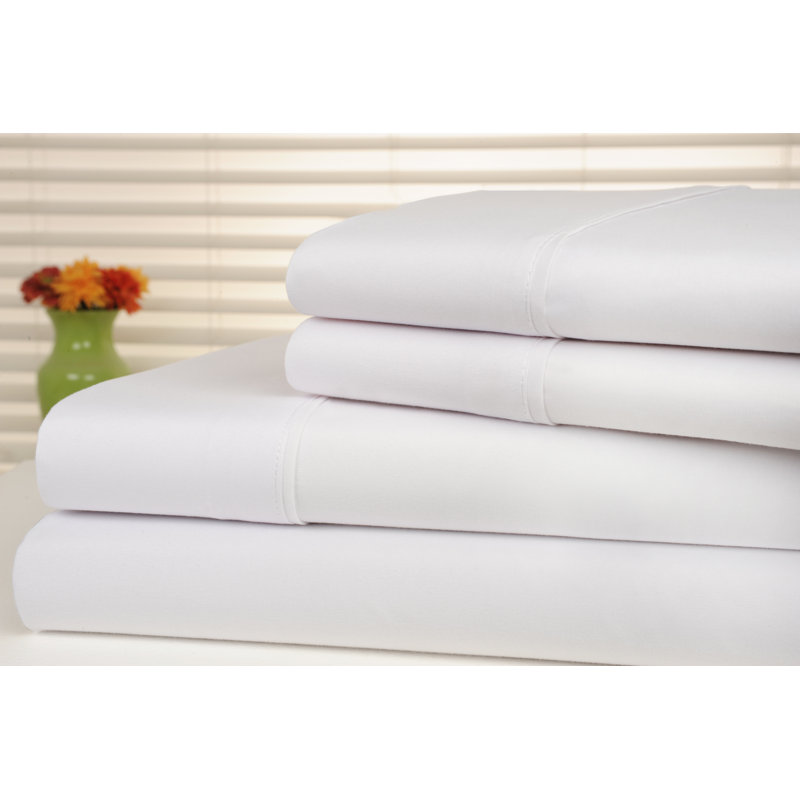 Ensemble de draps en bambou de luxe à densité de tissage 1800 fils 4 pièces, Jumeau, Blanc
