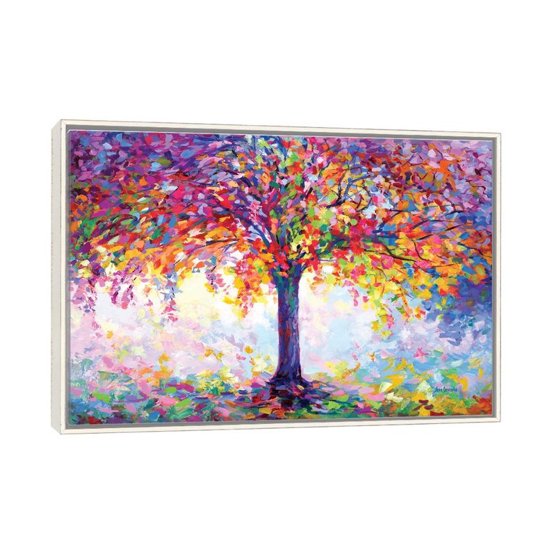 «Tree of Happiness» par Leon Devenice, Impression encadrée, H 40 po x l 60 po, Blanc patiné