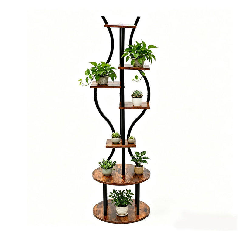 Support pour plante d'intérieur 57 po, étagère à plantes en métal à 7 niveaux avec cadre résistant à la rouille, grand présentoir de fleurs en coin pour le salon, la chambre à coucher et le balcon