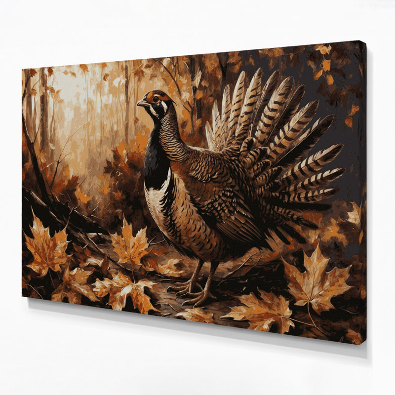 «Birds Ruffed Grouse», art mural sur toile noire
