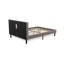 Ensemble de lit 2 pièces - Grand lit capitonné à boutons - Tête de lit tapissier en velours taupe brun et table de chevet à finition noire-2096355754-2096355753