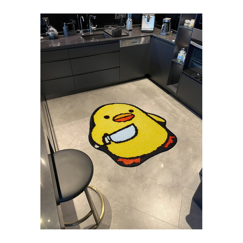 Tapis jaune tissé Mosso, 2 pi 6 po x 2 pi 6 po