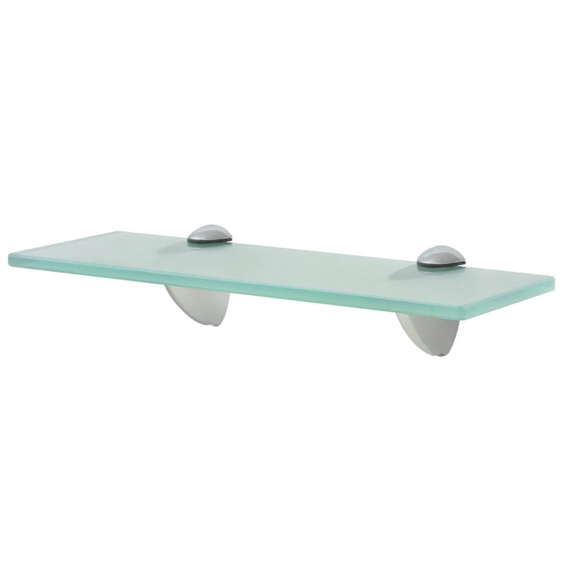 Tablette murale flottante avec supports à pince en verre trempé, Transparent, H 0,3 po x l 7,9 po x L 31,5 po