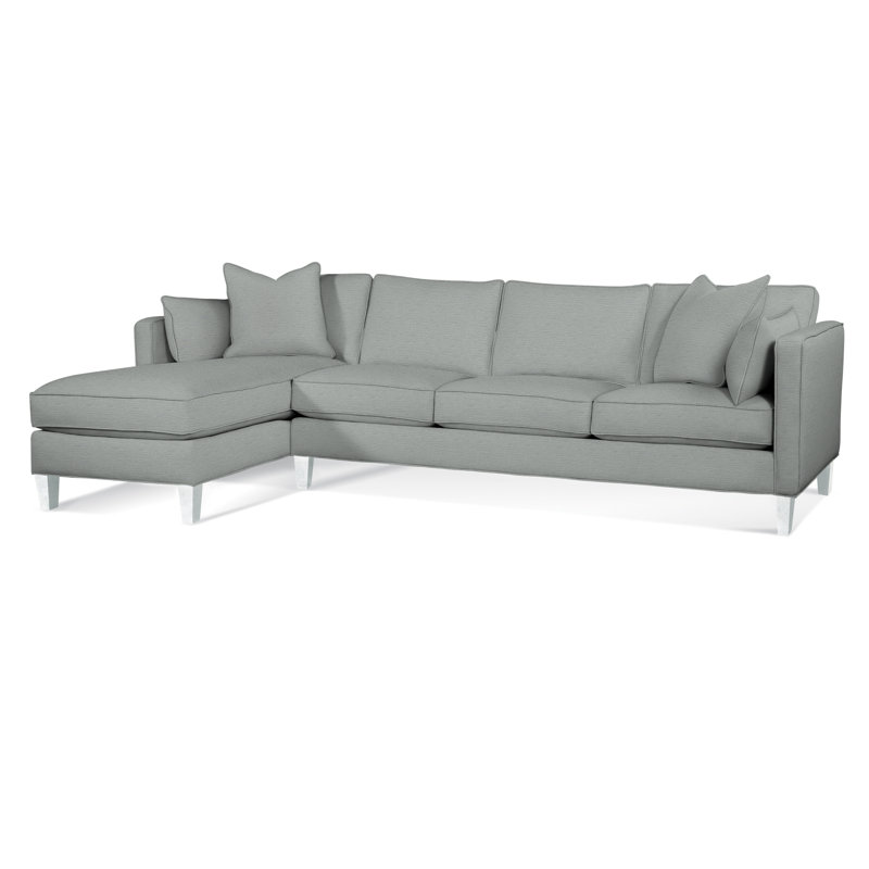 Lenox Chaise Sectional, Blue Buffalo Check; 0120-61, Left Hand Facing, Frost White