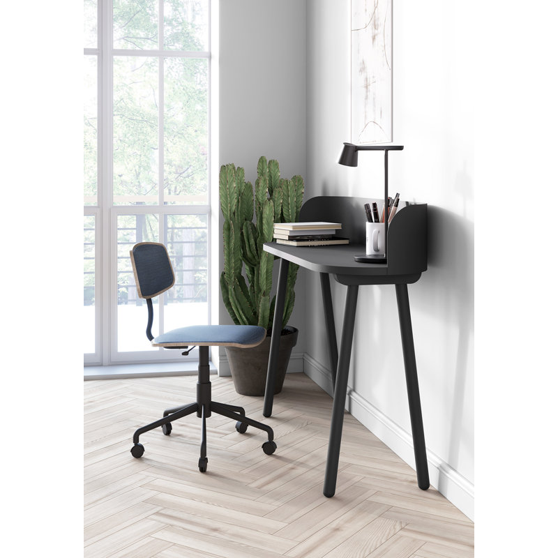 Eta Oval Solid Wood Base Writing Desk, Grey, Grey