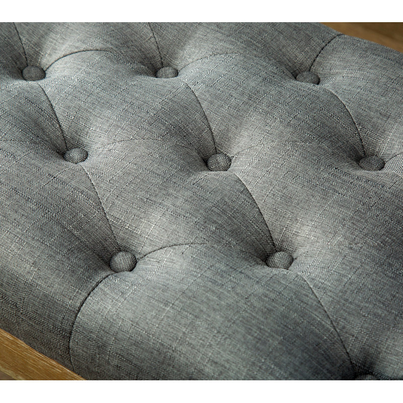 Banc de salle à manger capitonné en bois massif Habit, gris