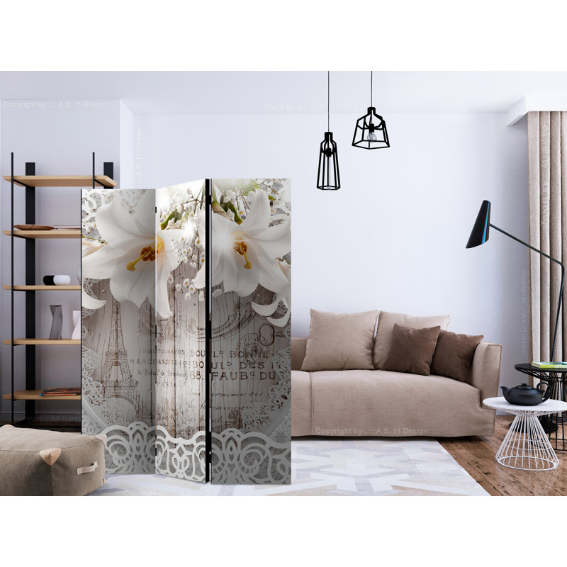 Gilboy 135cm W x 172cm H 3 - Panel Solid Wood Folding Room Divider