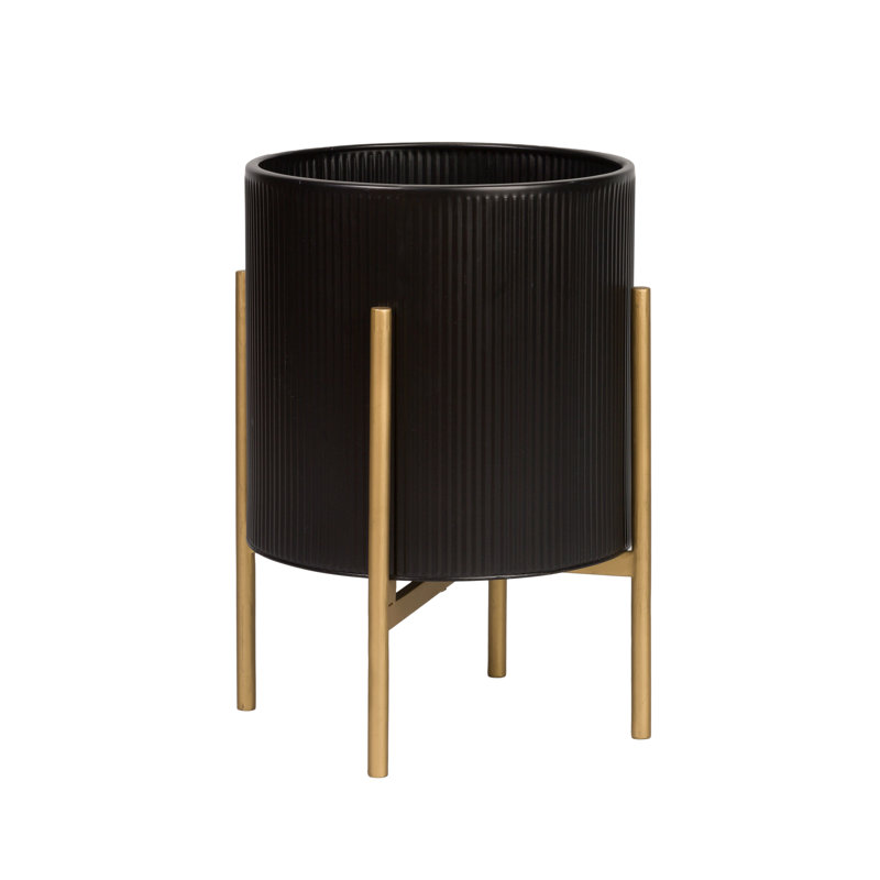 Laurien Everett Pot with Loki Base, Gold, 18" H x 13.75" W x 13.75" D