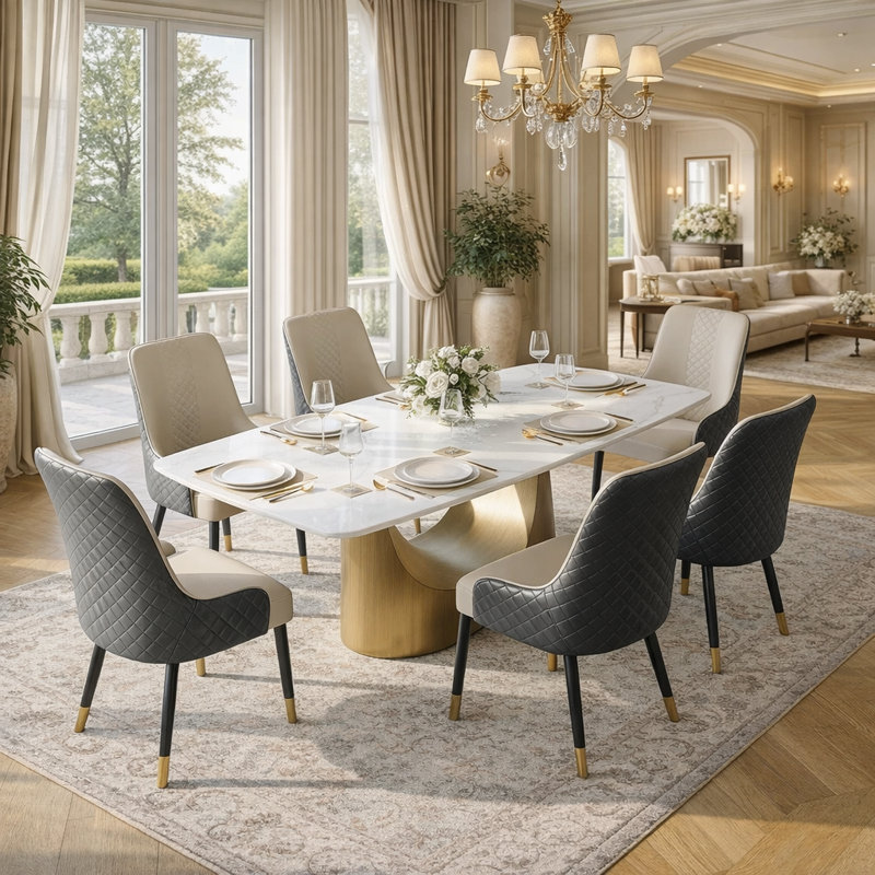 Silva Faux Leather Dining Chair with Arms, Gray/Beige