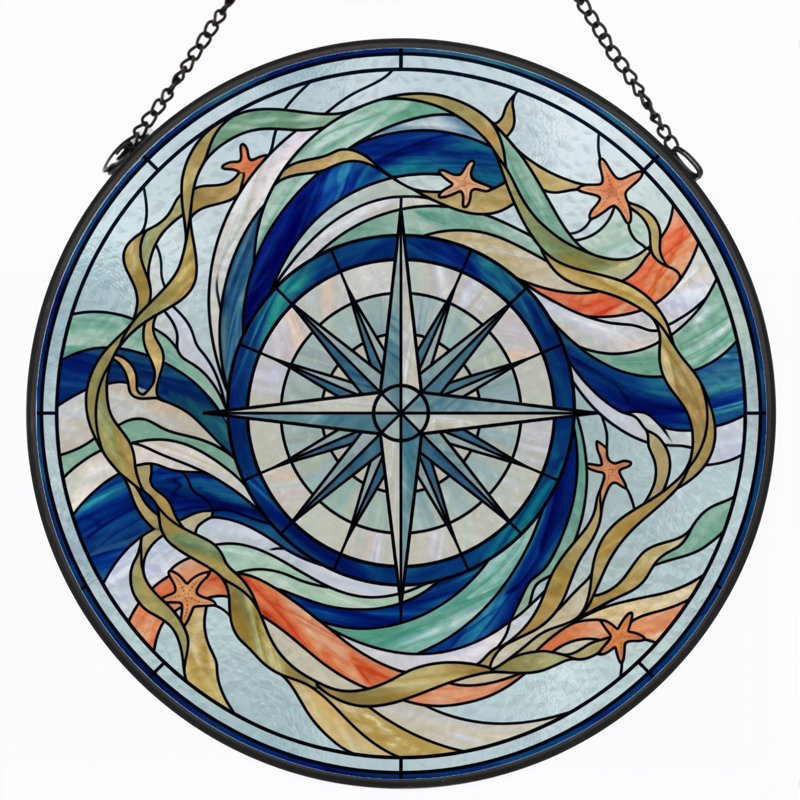 Vitrail Compass Rose, H 7,8 po