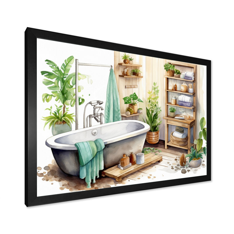 Décor de salle de bain naturel XXI - imprimé, H 30 po x l 40 po x P 1,5 po, Cadre photo noir