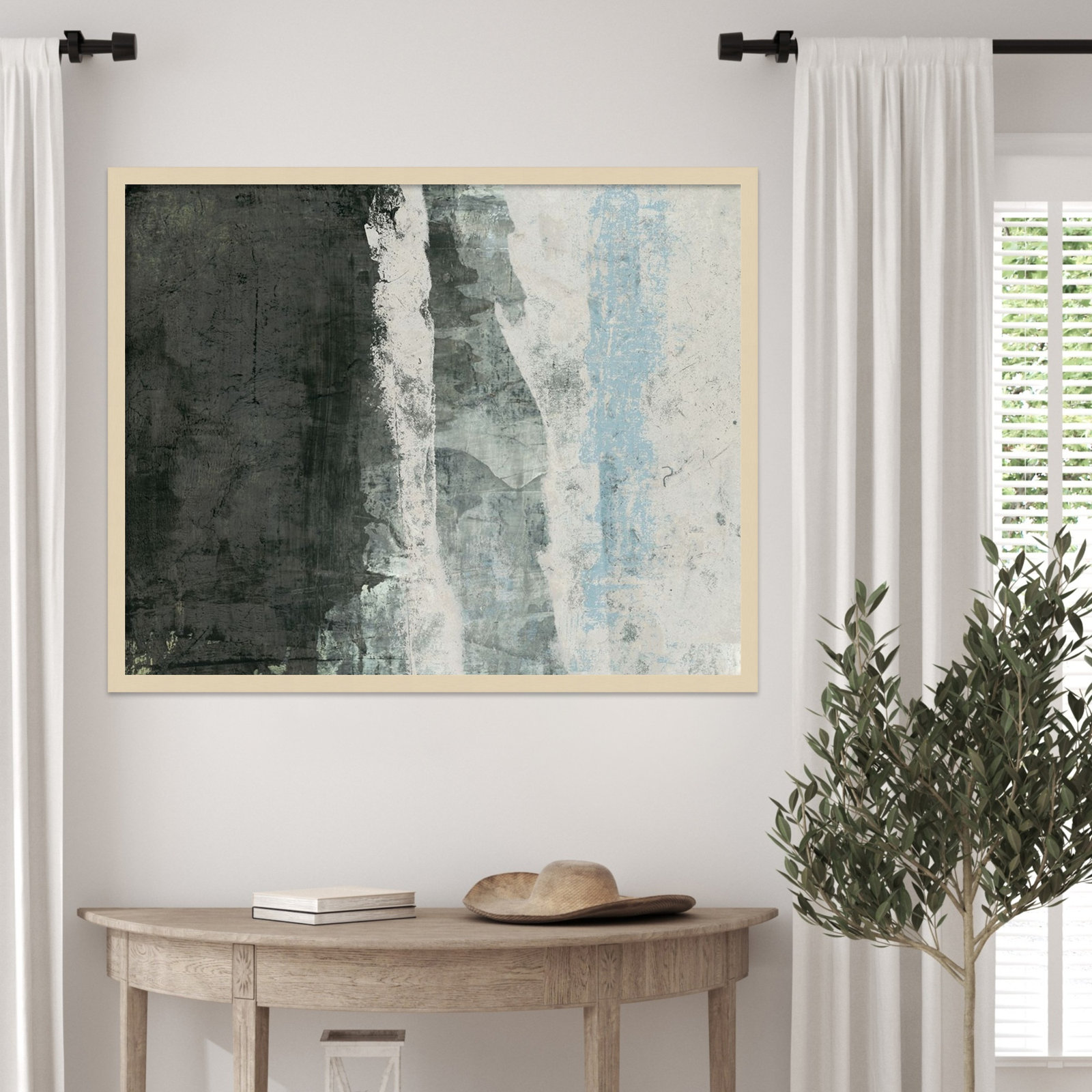 Fresno "Black and Grey and Blue II" Print, 27" H x 33" W, Brown