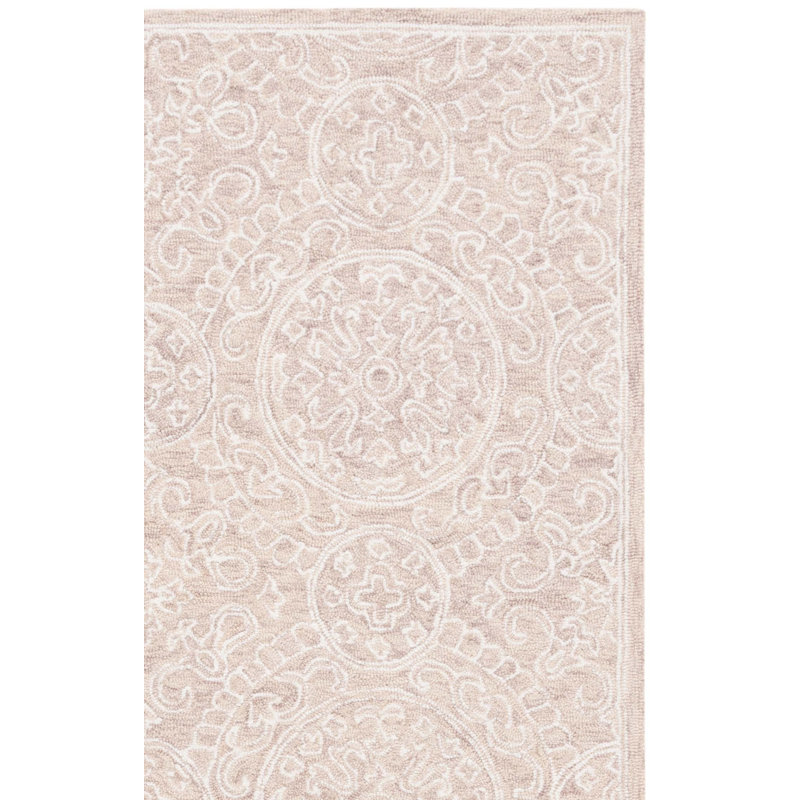 Tapis beige / ivoire touffeté à la main Damask, Rectangle de 5 pi x 8 pi