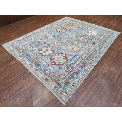 7 po x 10 po x 9 po x 6 po gris clair, Ersari afghan avec de grands médaillons tribaux, teinture naturelle et velours doux, tapis oriental en laine douce et brillante noué à la main 16B99DD74FF64E769132E3E9607F6F9E