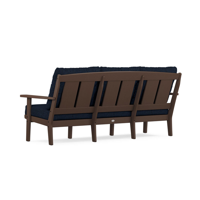 Lakeside Mission Deep Seating Sofa, Natural Linen, Mahogany