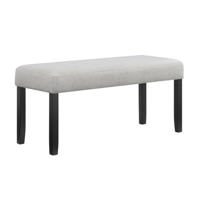 1Pc Light Gray Upholstered Bench Soft Neutral Tone Dark Finish Legs Wooden Dining Room Furniture