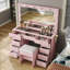 Dressing Table with Power Outlet and LED Mirror, 11 Drawers, 3 Lighting Modes, Glass Top, Stool-1584534459