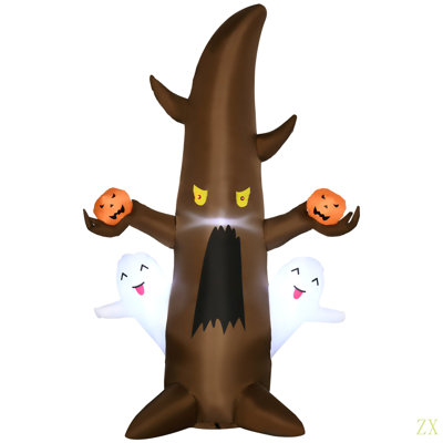 5' Halloween Inflatables Outdoor Decorations Ghost Tree With Pumpkins, Blow-Up LED Yard Decor Indoor Outdoor For Garden, Lawn, Party, Holiday