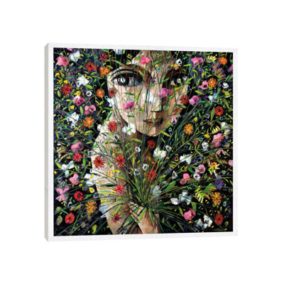 Between The Flowers by Didier Lourenco - Floater Frame Painting on Canvas