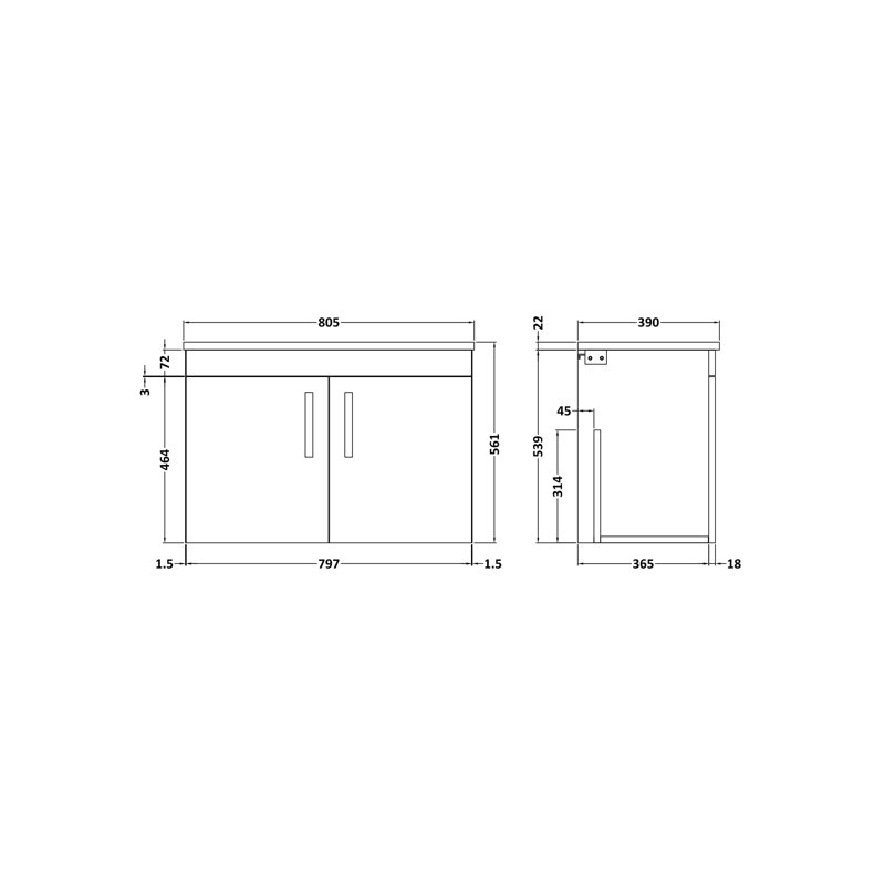 Athena 80.5cm Single Bathroom Vanity Base Only, Grey/Stone