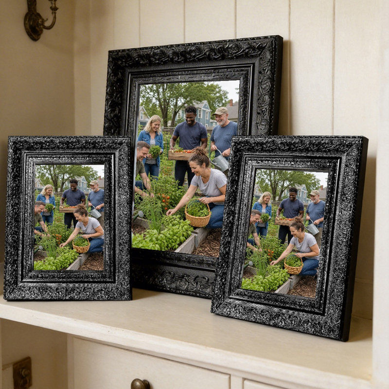 Cadre 3 pièces noir pour photos et décor de hall d'entrée 5 po x 7 po, Black, 3, 5" W x 7" H