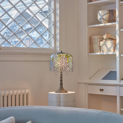 22.25"H Pony Wisteria Tiffany-Style Stained Glass Table Lamp